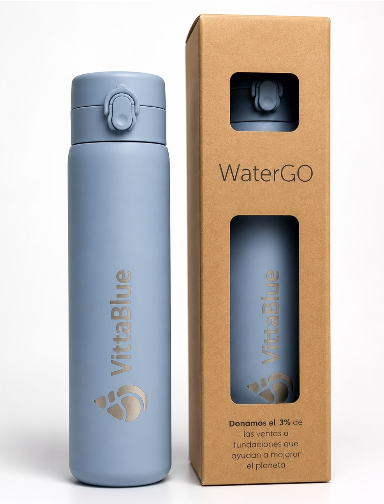 Botella térmica VittaBlue WaterGO con caja de presentación WaterGO